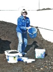 BADS member taking a sample of Mother's Organics Humus Farm compost.